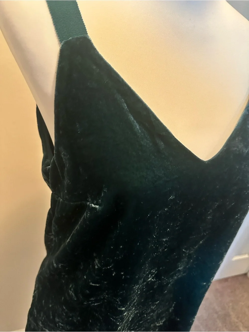 J. Crew Dark Green Velvet V-Neck Camisole
